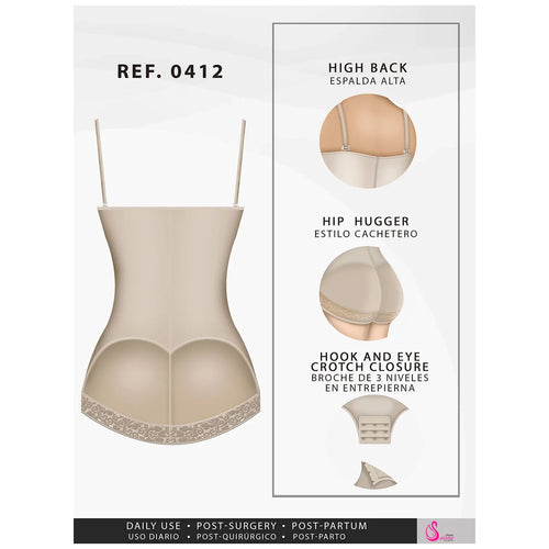 Fajas Salome 0412 | Strapless Butt Lifting Shapewear Girdle for Dresses •  Daily Use Body Shaper