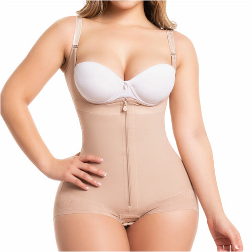 Fajas Salome 0413 | Butt Lifter Tummy Control Shapewear for Women •  Open Bust Hiphugger Bodysuit • Powernet