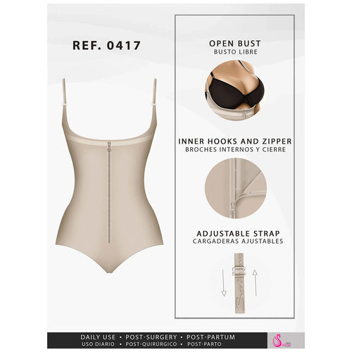 Fajas Salome 0417 | Open Bust Tummy Control Butt Lifter Shapewear for Women •  Hiphugger Daily Use Body Shaper • Powernet