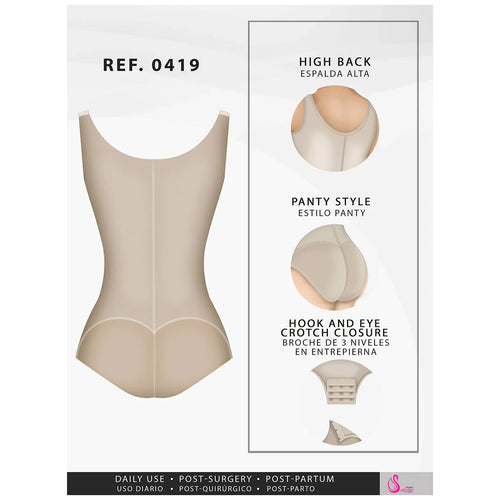 Fajas Salome 0419 | Butt Lifter Hiphugger Mid Thigh Body Shaper •  Open Bust Tummy Control Shapewear for Women • Powernet