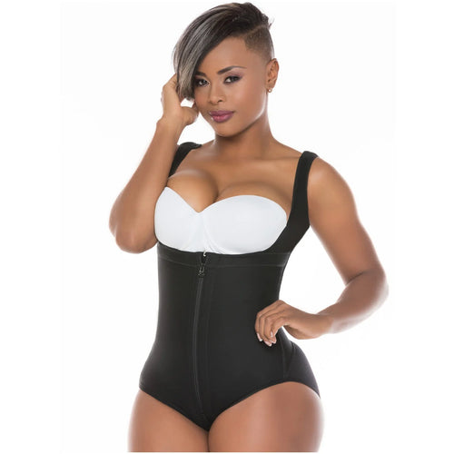 Fajas Salome 0419 | Butt Lifter Hiphugger Mid Thigh Body Shaper •  Open Bust Tummy Control Shapewear for Women • Powernet