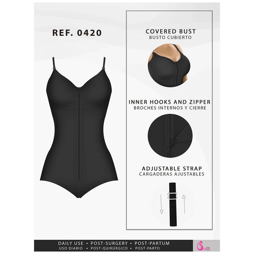 Fajas Salome 0420 | Hiphugger Body Shaper with Bra •  Butt Lifter Tummy Control Shapewear for Women • Powernet