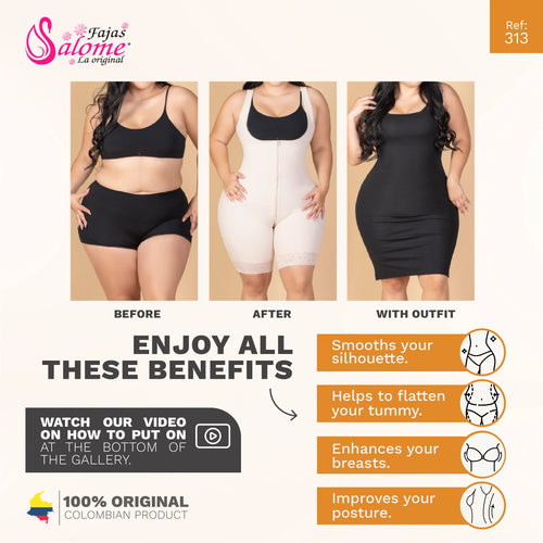 Fajas Salome 0313 | Waist Trainer Vest Tummy Control Compression Garment for Women •  Colombian Body Shaper for Daily Use