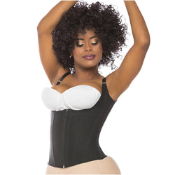 Fajas Salome 0313 | Faja Colombiana. Chaleco Reductor de Cintura. Diseño Espalda Alta. Uso Diario. Postparto.