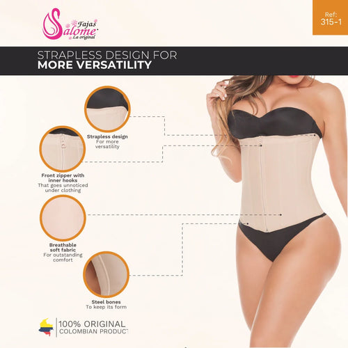 Fajas Salome 0315-1 | Waist Cincher Trainer for Women •  Colombian Body Shaper for Daily Use • Powernet