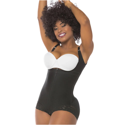 Fajas Salome 0413 | Butt Lifter Tummy Control Shapewear for Women •  Open Bust Hiphugger Bodysuit • Powernet