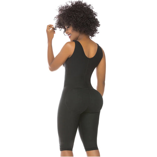 Fajas Salome 0517 | Post Surgery Stage 1 Butt Lifter Full Bodysuit •  Open Bust Knee Length Body Shaper for Women • Powernet