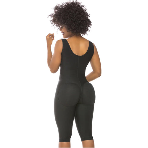 Fajas Salome 0518 | Stage 1 Post Surgery Bodysuit •  Knee Length Full Body Shaper for Women • Powernet