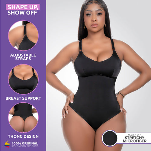 Snatched Body DQ01L4 | Body Moldeador Microfibra. Corte Tanga Invisible. Control Suave de Abdomen. Cargaderas Removibles • Uso Diario & Outerwear