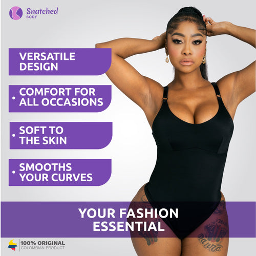 Snatched Body DQ01L4 | Body Moldeador Microfibra. Corte Tanga Invisible. Control Suave de Abdomen. Cargaderas Removibles • Uso Diario & Outerwear