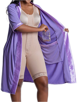 Snatched Body | Accessories Post Surgery Recovery Night Gown Robe with Drain Pockets | ¾ Sleeves