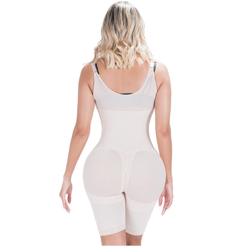 SONRYSE 048BF | Fajas Colombianas Post Surgery Open Bust Shapewear Compression Garment • Postpartum Mid Thigh Girdle • Powernet