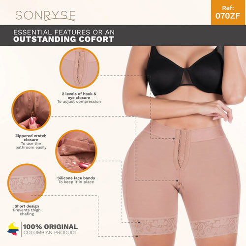 SONRYSE 070ZF | Fajas Colombianas Control Bum Lift Shapewear Shorts • Daily Use • Powernet