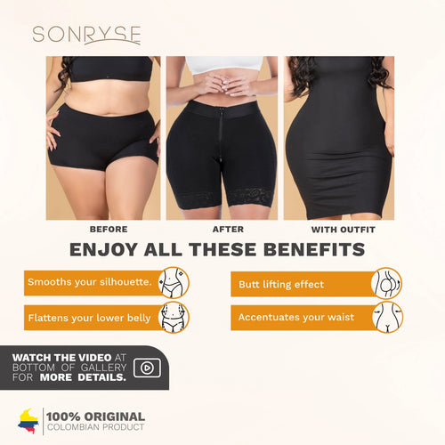 SONRYSE 070ZF | Fajas Colombianas Control Bum Lift Shapewear Shorts • Daily Use • Powernet