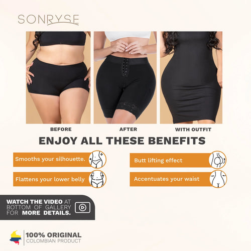 SONRYSE 071BF | Fajas Colombianas Butt Lifting with Tummy Control Shapewear Shorts • Daily Use • Powernet