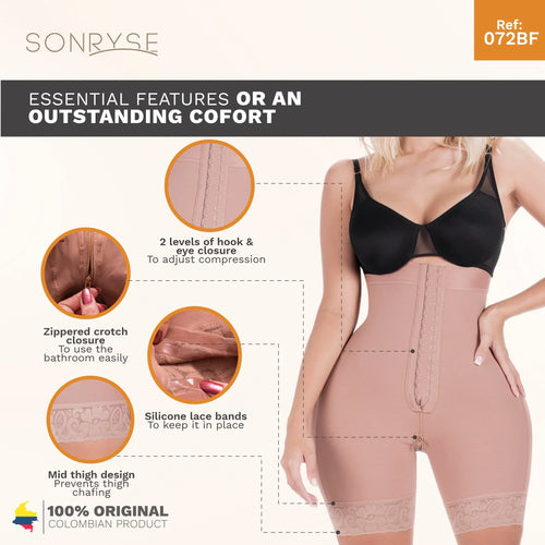 SONRYSE 072BF | Fajas Colombianas Tummy Control Butt Lifting Shapewear Shorts • Daily Use • Powernet