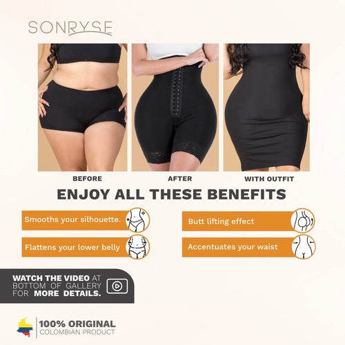 SONRYSE 072BF | Fajas Colombianas Tummy Control Butt Lifting Shapewear Shorts • Daily Use • Powernet