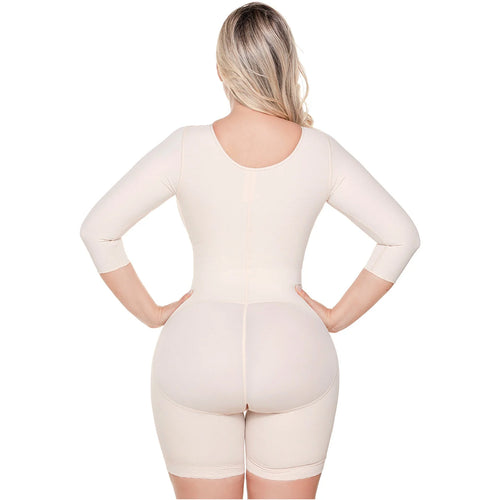 SONRYSE 103BF | Shapewear After Surgery for Women with Built-In Bra • Mid thigh Girdle with Sleeves • Powernet