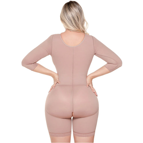 SONRYSE 103BF | Shapewear After Surgery for Women with Built-In Bra • Mid thigh Girdle with Sleeves • Powernet