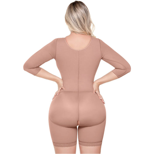 SONRYSE 103BF | Shapewear After Surgery for Women with Built-In Bra • Mid thigh Girdle with Sleeves • Powernet