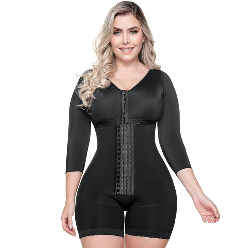 SONRYSE 103BF | Shapewear After Surgery for Women with Built-In Bra • Mid thigh Girdle with Sleeves • Powernet