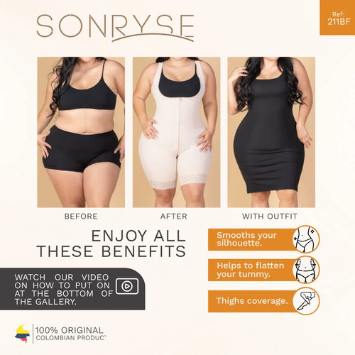 SONRYSE 211BF | Butt Lifter Colombian Bodysuit Shapewear • Postpartum and Everyday Use • Powernet