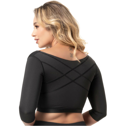 Sonryse M62BF | Brasier Postquirúrgico con Mangas. Corrector de Postura. Cierre Frontal. Compresión Suave • Recuperación de Aumento de Senos