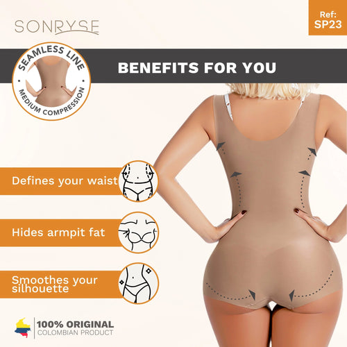 SONRYSE SP23NC | Open Bust Daily Use Bodysuit Tummy Control for Women • Ultra light Microfiber