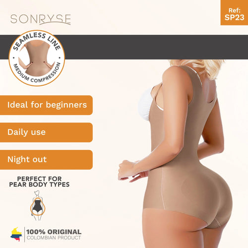 SONRYSE SP23NC | Open Bust Daily Use Bodysuit Tummy Control for Women • Ultra light Microfiber