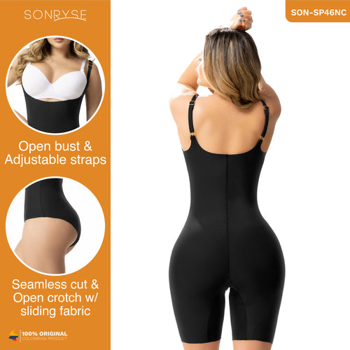 SONRYSE SP46NC | Tummy Control Buttock Lift Shapewear Bodysuit Open Bust & Mid-thigh