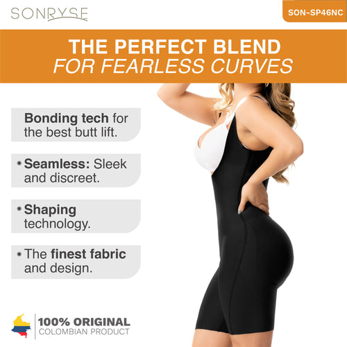 SONRYSE SP46NC | Tummy Control Buttock Lift Shapewear Bodysuit Open Bust & Mid-thigh