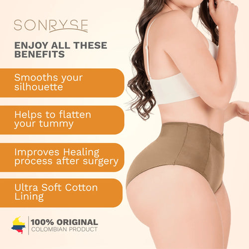 SONRYSE SP645NC | 2-Pack Fajas Colombianas Tummy Control High Waist Seamless Shapewear Panties