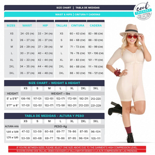 SONRYSE TR103 | Colombian Shapewear  Bodysuit with Bra • Post Surgery Body Shapers with Sleeves • Stage 1 Faja  • Triconet