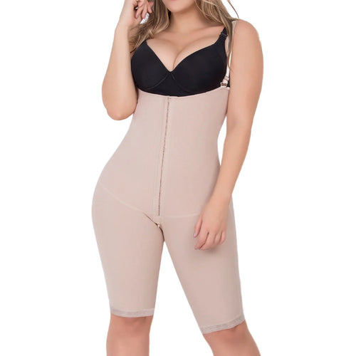 UpLady 6172 | Open Bust Tummy Control Butt Lifter Knee Length Bodysuit • Powernet