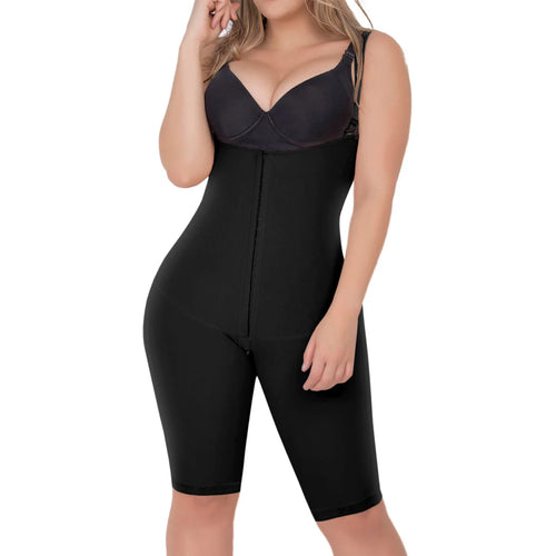 UpLady 6172 | Open Bust Tummy Control Butt Lifter Knee Length Bodysuit • Powernet