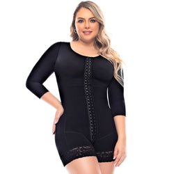 UpLady 6234 | Post Surgery Full Body Shaper Mid Thigh Fajas Colombianas with Sleeves