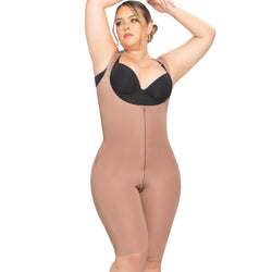 UpLady 6250 | Seamless Open Bust Tummy Control Shapewear Bodysuit Knee Length • Stage 1