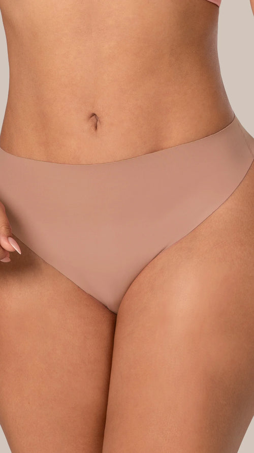 Fajas MYD PACK6332 | Pack x3 Pantys Seamless Corte Láser. Segunda Piel. Invisibles Bajo la Ropa • Cacao, Arena & Coral