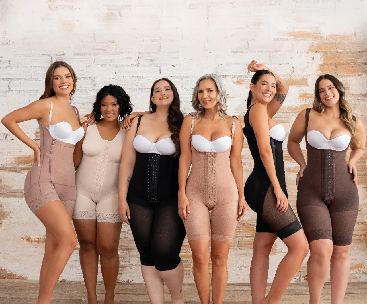 Women with different body shapes wearing Colombian shapewear